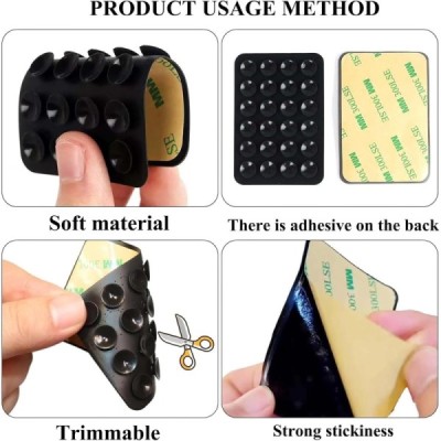 "Suction Pad" Mini universāls pielīmēts silikona piesūcekņa paklājiņš (turētājs) - melns | Vacins.lv