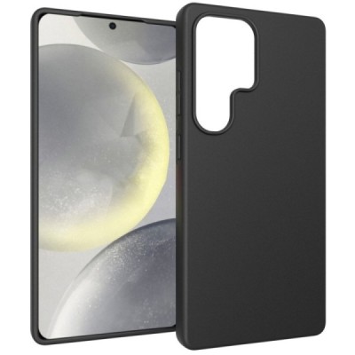 Samsung Galaxy S25 Ultra cieta silikona (TPU) melns apvalks | Vacins.lv