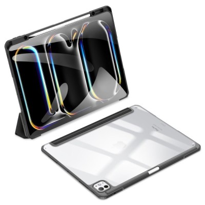 Apple iPad Pro 13 (2025) / 13 (2024) "Dux Ducis" Toby atvēramais melns maciņš - maks ar vietu, kur ielikt stylus | Vacins.lv