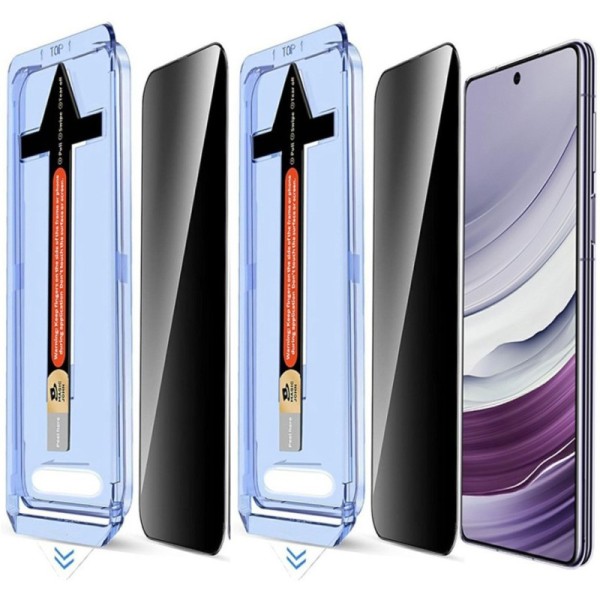 „Leyong“ Tempered Glass juodas apsauginis ekrano stiklas (2 vnt.) su rėmeliu - privatumo (Galaxy S24+ / S25+)