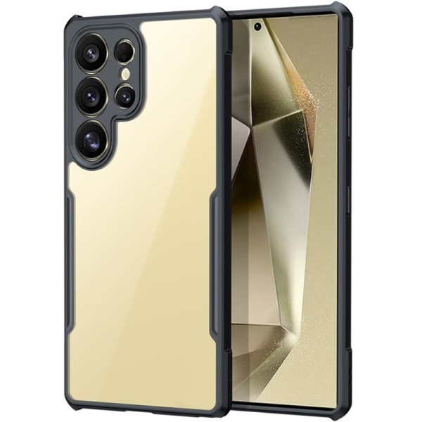 "XUNDD" cieta silikona (TPU) akrils apvalks - dzidrs / melns (Galaxy S25 Ultra)