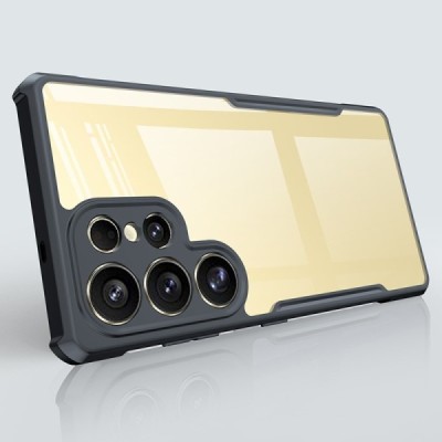 Samsung Galaxy S25 Ultra "XUNDD" dzidrs apmales melnā krāsā cieta silikona (TPU) akrils apvalks | Vacins.lv