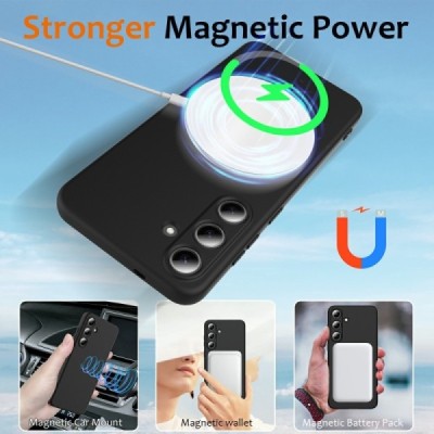 Samsung Galaxy S25+ "Shell" MagSafe cieta silikona (TPU) melns apvalks | vacins.lv