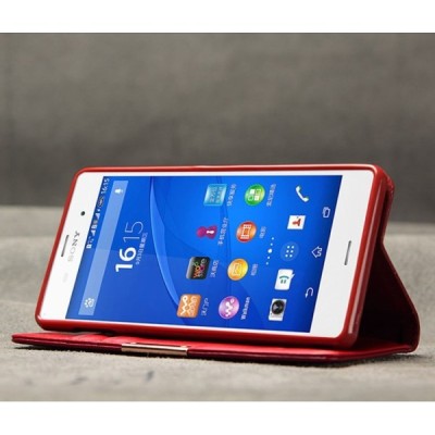 Sony Xperia Z3 (D6603, D6653) „Kalaideng“ Royale ādas atvēramais sarkans futrālis / Vacins.lv
