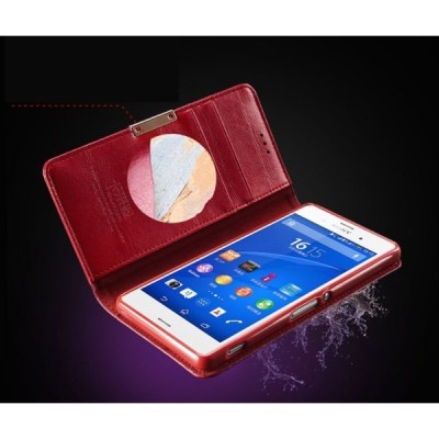 Sony Xperia Z3 (D6603, D6653) „Kalaideng“ Royale ādas atvēramais sarkans futrālis / Vacins.lv