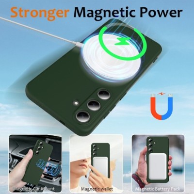 Samsung Galaxy S25 "Shell" MagSafe cieta silikona (TPU) tumši zaļa apvalks | vacins.lv