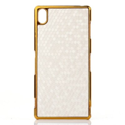 Sony Xperia Z3 elegantiškas korėtas baltas raštuotas dėklas su auksiniais apvadais / Priedai.lt