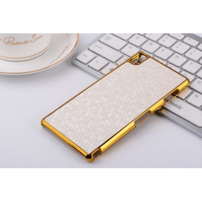 Sony Xperia Z3 elegantiškas korėtas baltas raštuotas dėklas su auksiniais apvadais / Priedai.lt