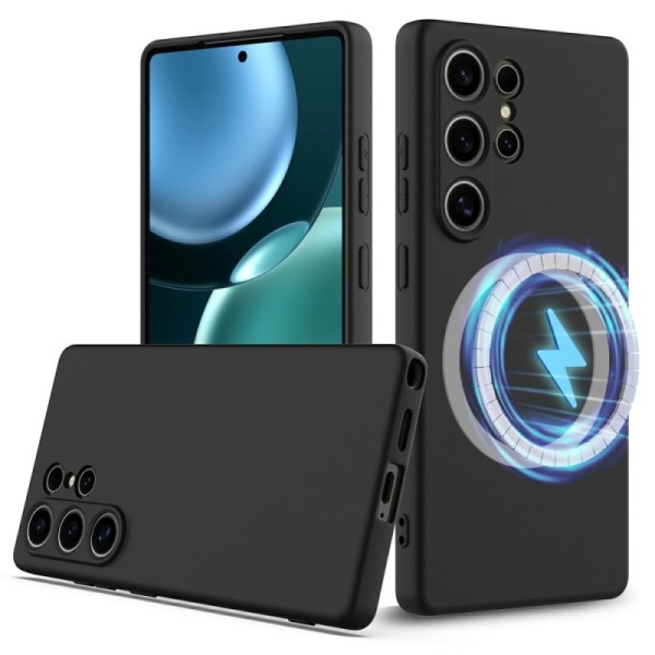 "Shell" MagSafe cieta silikona (TPU) apvalks - melns (Galaxy S25 Ultra)