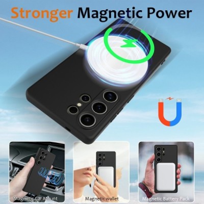 Samsung Galaxy S25 Ultra "Shell" MagSafe cieta silikona (TPU) melns apvalks | vacins.lv