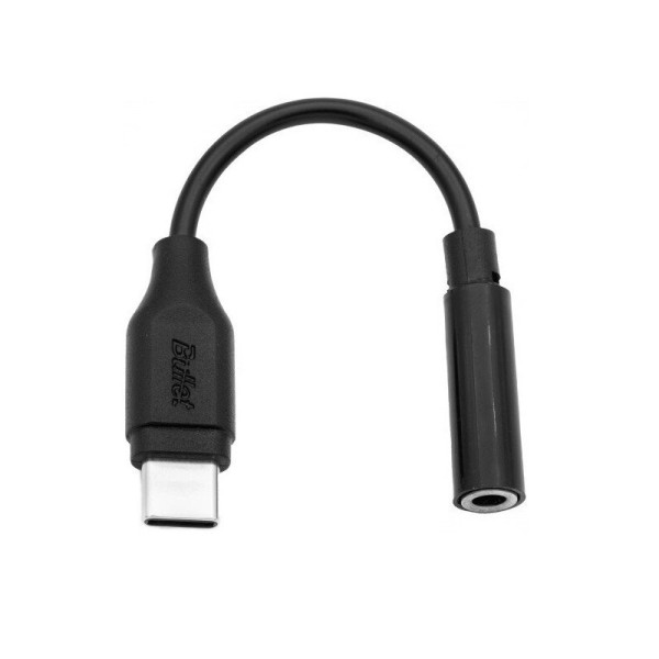 "Bullet" USB-C līdz 3,5 mm AUX adapteris - melns
