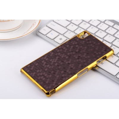 Sony Xperia Z3 elegantiškas korėtas raudonas raštuotas dėklas su auksiniais apvadais / Priedai.lt