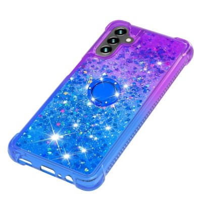 Samsung Galaxy A54 5G "Yibo" Shine Kickstand Ring cietā silikona (TPU) vāciņš - violets/zils | Vacins.lv