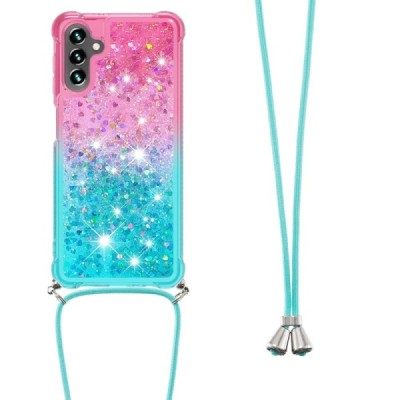 Samsung Galaxy A54 5G "Yibo" Shine Strap cietā silikona (TPU) vāciņš - rozs/zils | Vacins.lv