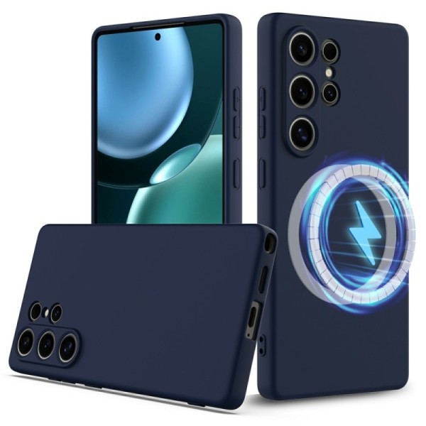 "Shell" MagSafe cieta silikona (TPU) apvalks - tumši zils (Galaxy S25 Ultra)