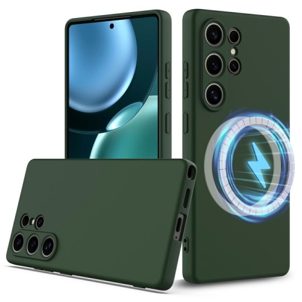 "Shell" MagSafe cieta silikona (TPU) apvalks - tumši zaļa (Galaxy S25 Ultra)