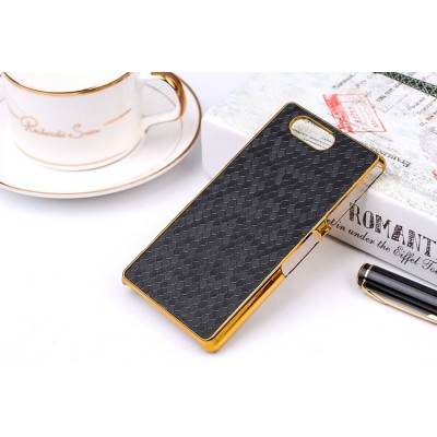 Sony Xperia Z3 Compact (D5803, M55w) elegantiškas korėtas juodas raštuotas dėklas su auksiniais apvadais / Priedai.lt