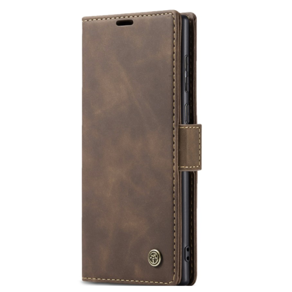 "CaseMe" Retro solīds atvēramais ādas maciņš - brūns (Galaxy S25 Ultra)