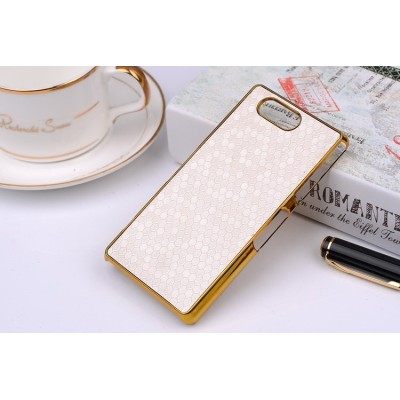 Sony Xperia Z3 Compact (D5803, M55w) elegantiškas korėtas baltas raštuotas dėklas su auksiniais apvadais / Priedai.lt