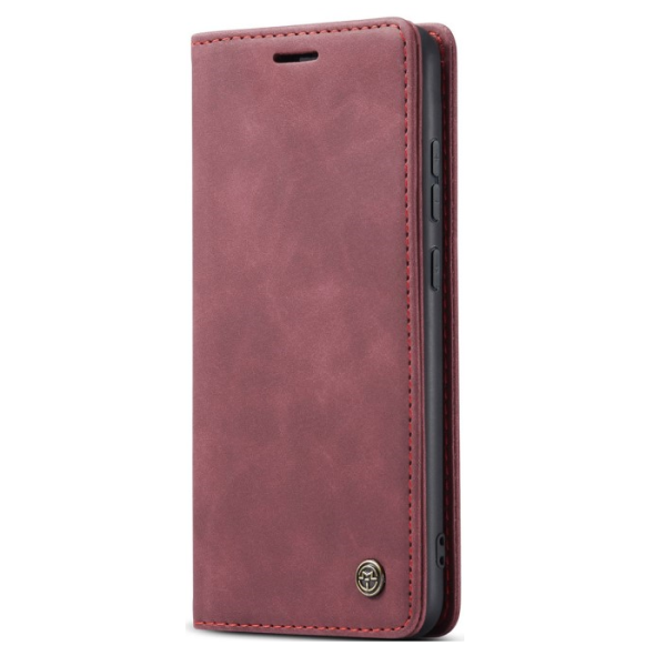 "CaseMe" Retro solīds atvēramais ādas maciņš - bordo (Redmi Note 14 Pro 4G)