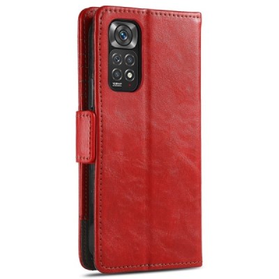 Xiaomi Redmi Note 11s 4G CASENEO atverčiamas raudonas odinis dėklas - piniginė | Priedai.lt