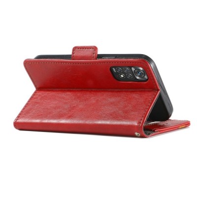 Xiaomi Redmi Note 11s 4G CASENEO atverčiamas raudonas odinis dėklas - piniginė | Priedai.lt