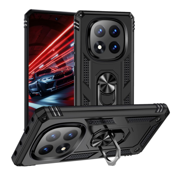 "Mozhi" Kickstand pastiprinātas aizsardzības apvalks - melns (Redmi Note 14 Pro 5G / Note 14 Pro+ 5G / Poco X7 5G)