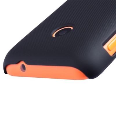 Nillkin Frosted Shield Nokia Lumia 530 juodas plastikinis dėklas + apsauginė ekrano plėvelė / Priedai.lt