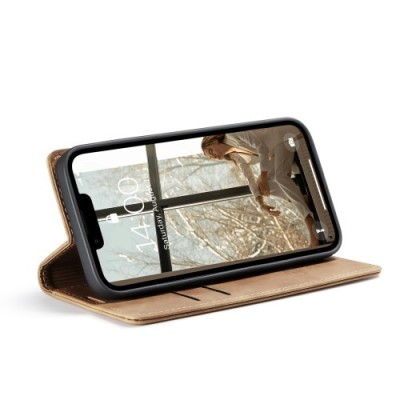 „CaseMe“ Retro solidus atverčiamas dėklas - šviesiai rudas (iPhone 17e / 16e)