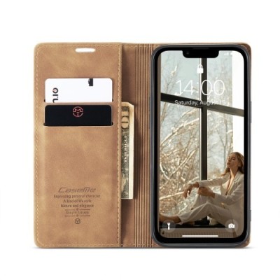 „CaseMe“ Retro Solid Flip Case - Light Brown (iPhone 17e / 16e)