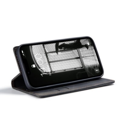 „CaseMe“ Retro solidus atverčiamas dėklas - juodas (iPhone 17e / 16e)