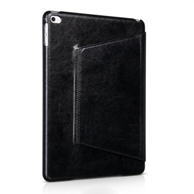 Prabangus „HOCO“ Retro Crystal serijos odinis atverčiamas juodas Apple iPad Air 2 dėklas / Priedai.lt