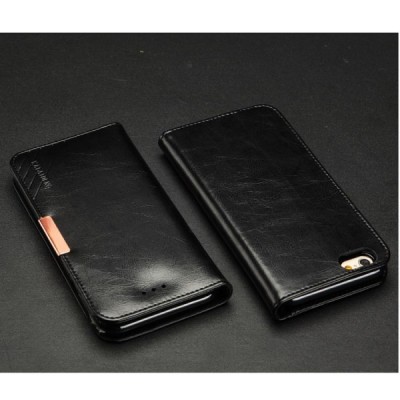 „Kalaideng“ Royale atverčiamas juodas odinis Apple iPhone 6 (6s) dėklas / Priedai.lt