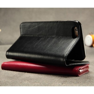 „Kalaideng“ Royale atverčiamas juodas odinis Apple iPhone 6 (6s) dėklas / Priedai.lt