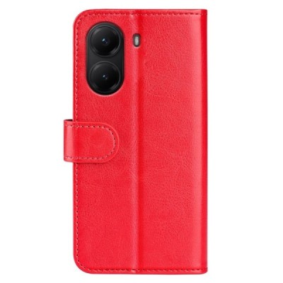 Poco X7 Pro 5G / Redmi Turbo 4 5G Binfen atverčiamas raudonas odinis dėklas - piniginė | Priedai.lt