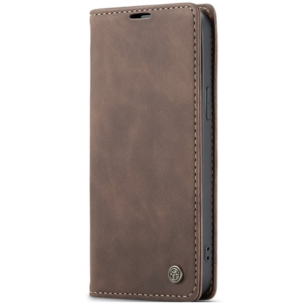 "CaseMe" Retro solīds atvēramais ādas maciņš - brūns (iPhone 13)