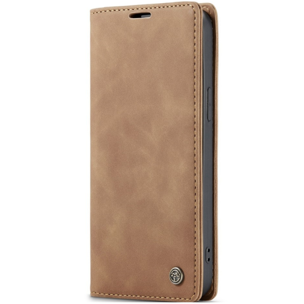 "CaseMe" Retro solīds atvēramais ādas maciņš - gaiši brūns (iPhone 13)