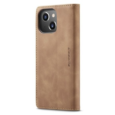 Apple iPhone 13 CaseMe Retro solīds atvēramais ādas gaiši brūns maciņš - maks | Vacins.lv