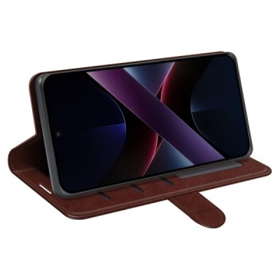 Poco X7 Pro 5G, Redmi Turbo 4 5G Binfen atvēramais brūns maciņš - maks | Vacins.lv