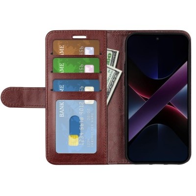 Poco X7 Pro 5G, Redmi Turbo 4 5G Binfen atvēramais brūns maciņš - maks | Vacins.lv