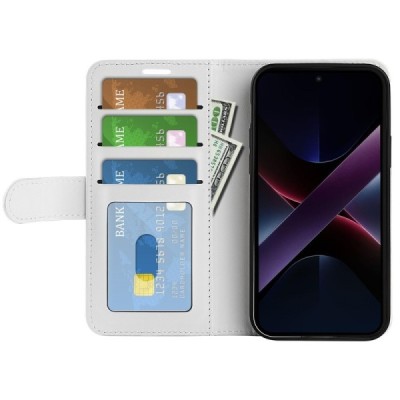 Poco X7 Pro 5G, Redmi Turbo 4 5G Binfen atvēramais balts maciņš - maks | Vacins.lv