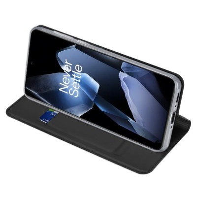 OnePlus 13 "Dux Ducis" Skin sērijas melns ādas atvērams maciņš | Vacins.lv