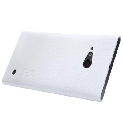 Nokia Lumia 730 (735) Nillkin Frosted Shield balts plastmasas futrālis + ekrāna aizsargplēve / Vacins.lv