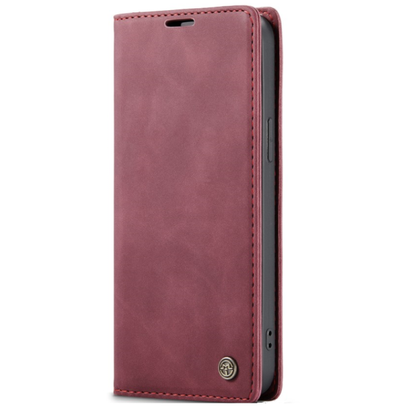 "CaseMe" Retro solīds atvēramais ādas maciņš - bordo (iPhone 17e / 16e)