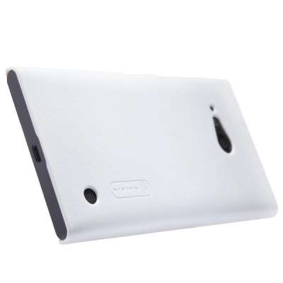 Nokia Lumia 730 (735) Nillkin Frosted Shield balts plastmasas futrālis + ekrāna aizsargplēve / Vacins.lv