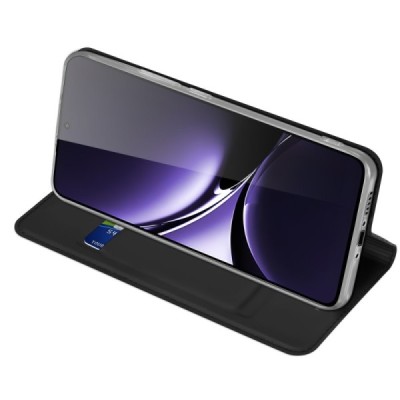 Poco X7 Pro 5G, Redmi Turbo 4 5G "Dux Ducis" Skin sērijas melns ādas atvērams maciņš | Vacins.lv