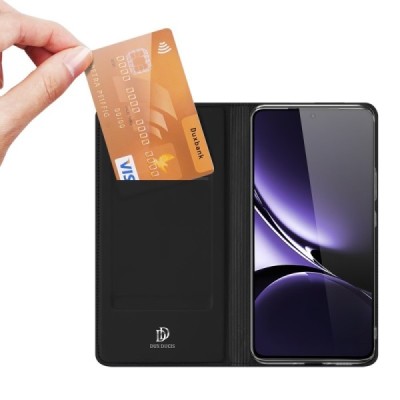 Poco X7 Pro 5G, Redmi Turbo 4 5G "Dux Ducis" Skin sērijas melns ādas atvērams maciņš | Vacins.lv