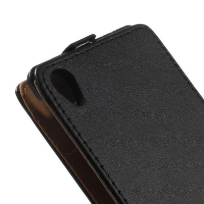 Sony Xperia Z3 vertikaliai (žemyn) atverčiamas juodas odinis dėklas / Priedai.lt