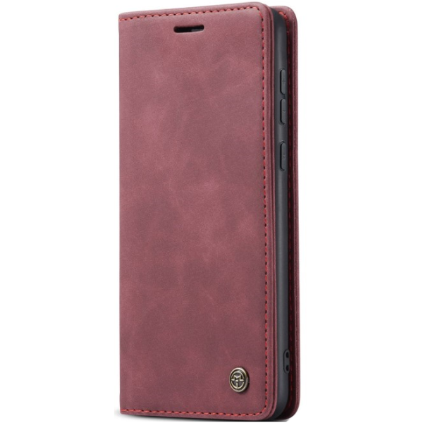 "CaseMe" Retro solīds atvēramais ādas maciņš - bordo (OnePlus 13)