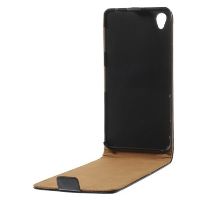 Sony Xperia Z3 vertikaliai (žemyn) atverčiamas juodas odinis dėklas / Priedai.lt